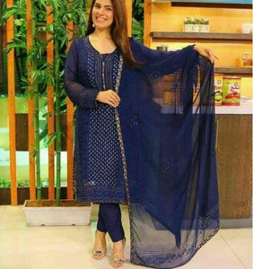 Kamdani Aar & Mukesh Hand Embroided Dress on Pakistani Chiffon